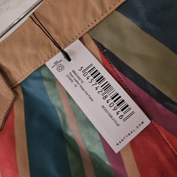 NWT Nasty Gal Real Leather Stripe Booty Shorts MSRP $292 SIZE US 10 - Picture 8 of 12